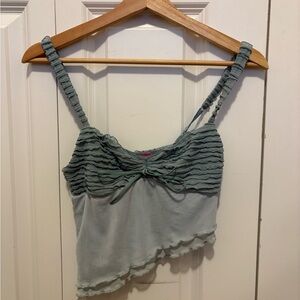 Edikted Sage Green Ruffle Crop Cami
